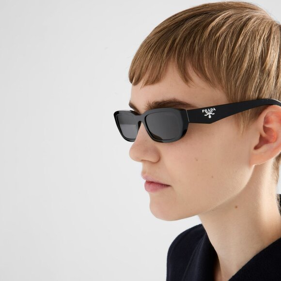 Prada Sunglasses – Black Rectangle Frame Grey Lenses | Model PRB06S 16K08Z - Picture 10 of 11